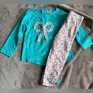 Baby Gear Turquoise and Floral Kids Matching Bow Set